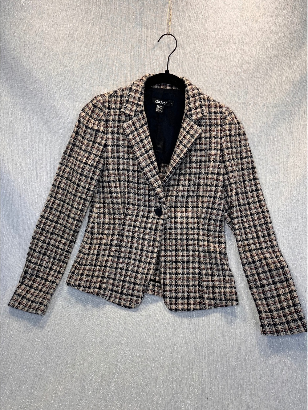 Vintage DKNY Women's Wool Blend Tweed Blazer Size 4